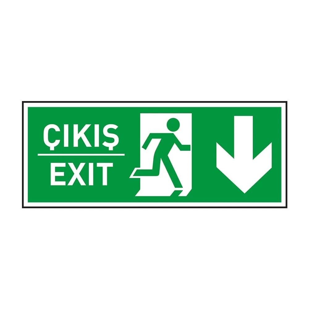 Exit-Çıkış Aşağı Ok Fotolümenli Levha (3mm Dekota)