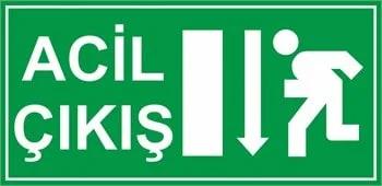 Lümen Folyolu Acil Çıkış Levhaları Aşağı Ok