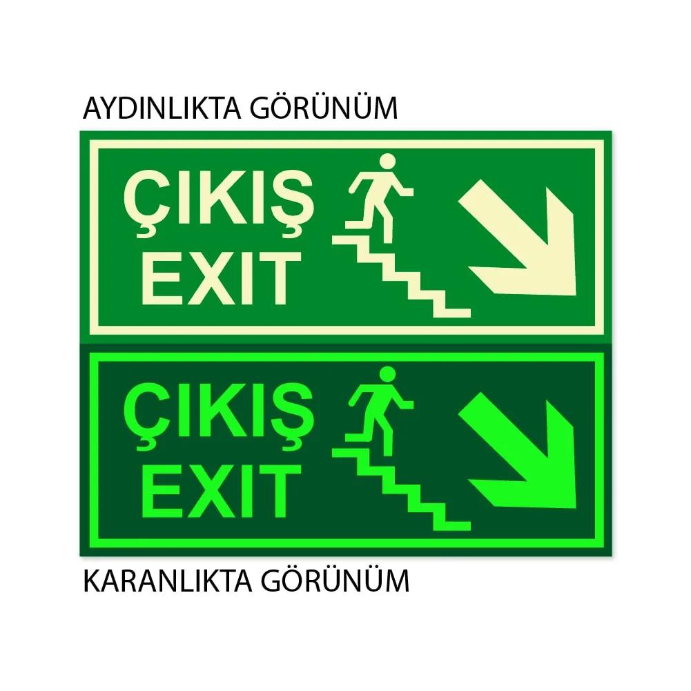 Lümen Folyolu Acil Çıkış Sağ Aşağı Merdiven Ok