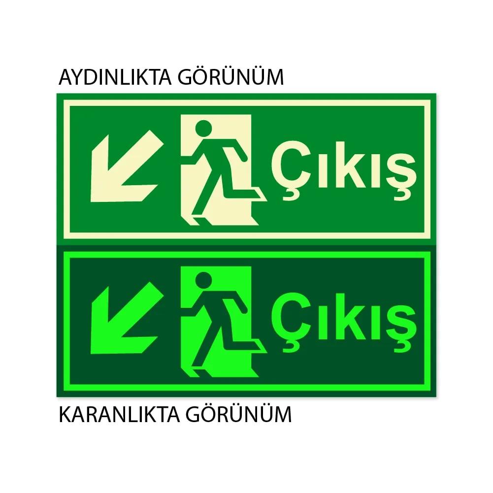 Lümen Folyolu Acil Çıkış Sol Aşağı Ok