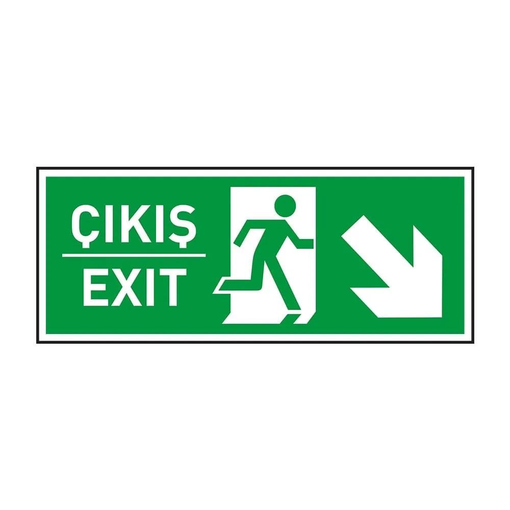 Exit-Çıkış Sağ Aşağı Ok Fotolümenli Levha (3mm Dekota)