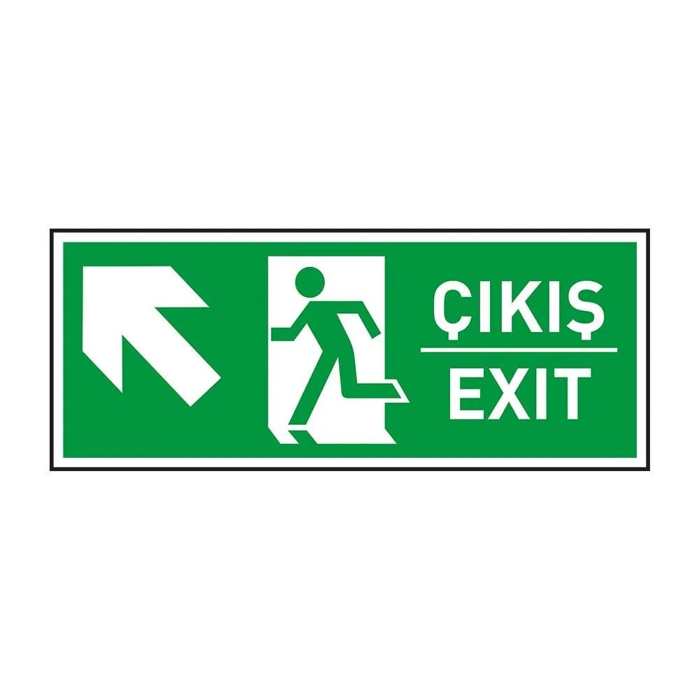 Exit-Çıkış Sol Yukarı Ok Fotolümenli Levha (3mm Dekota)