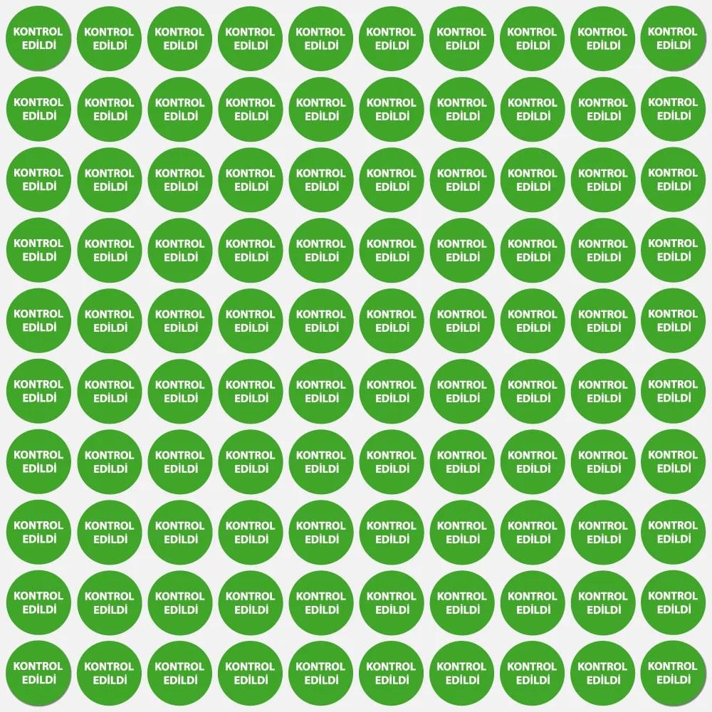 Kontrol Edildi Sticker Etiket. Renk- Yeşil