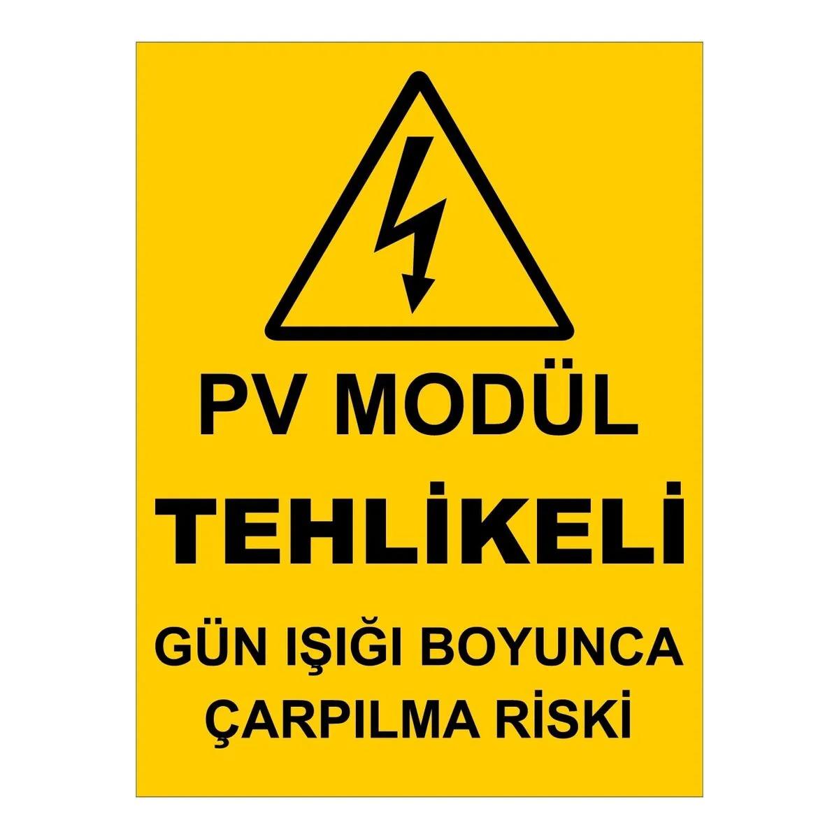 Pv Modül Tehlikeli Gün Işığı Boyunca Çarpıma Riski İş Güvenliği Uyarı Levhası