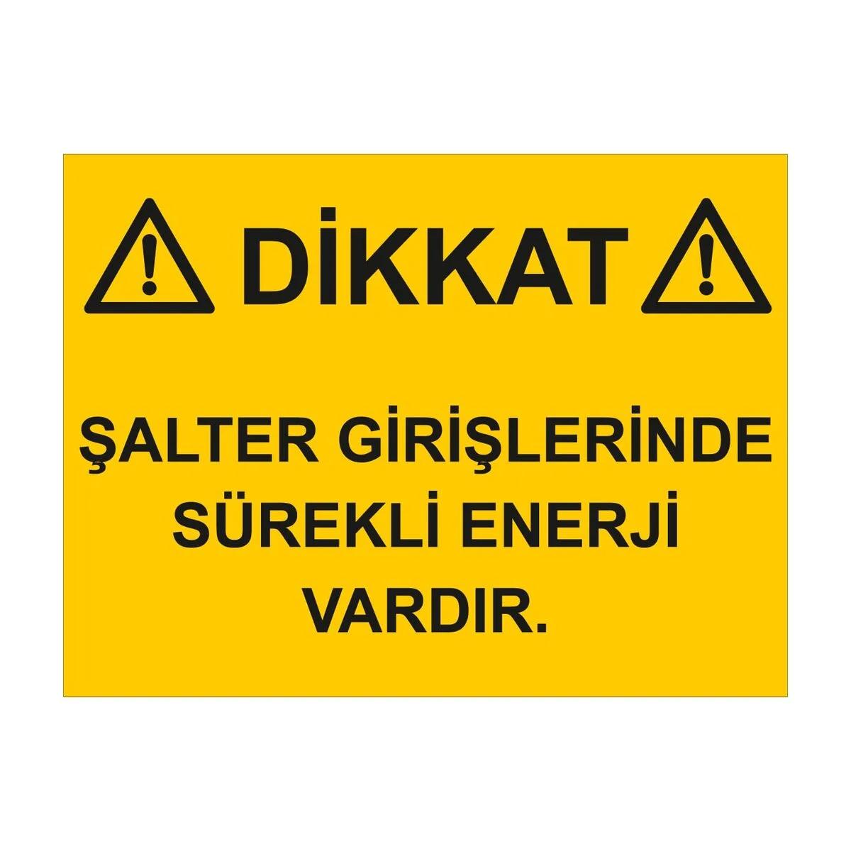 Santral Şalter Sistemi Uyarı Levhası
