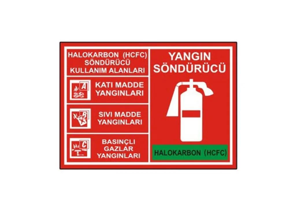 Yangın Söndürücü Halokarbon Kullanım Alanları Levhası