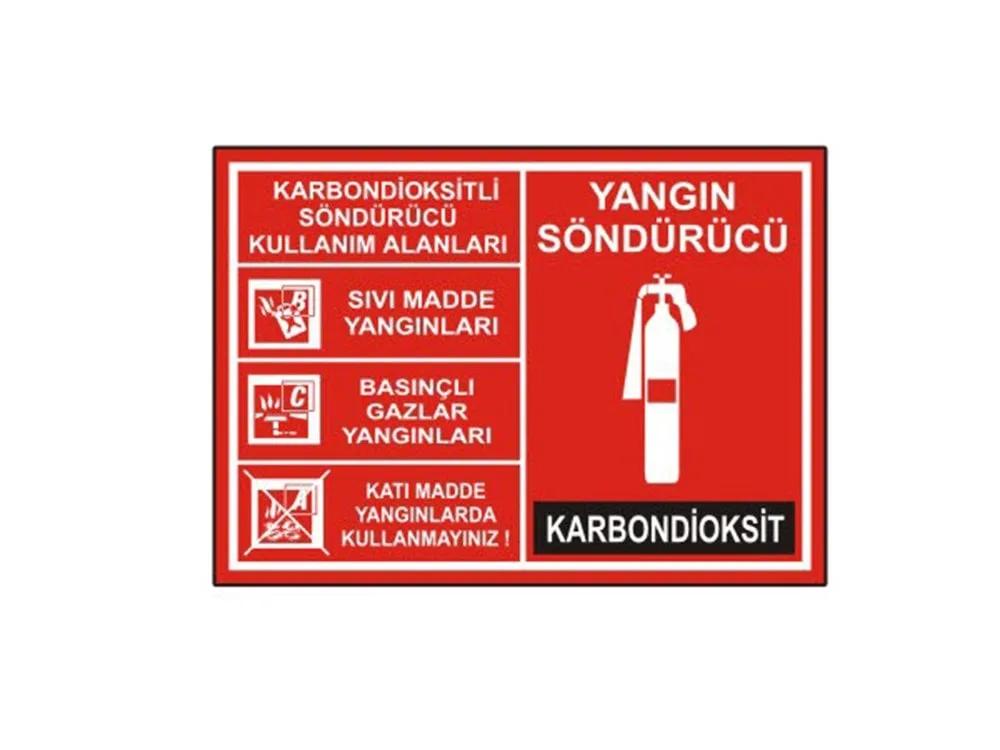 Yangın Söndürücü Karbondioksitli Kullanım Alanları Levhası